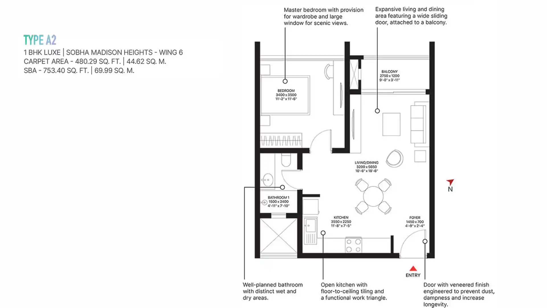 1 BHK Floor Plan