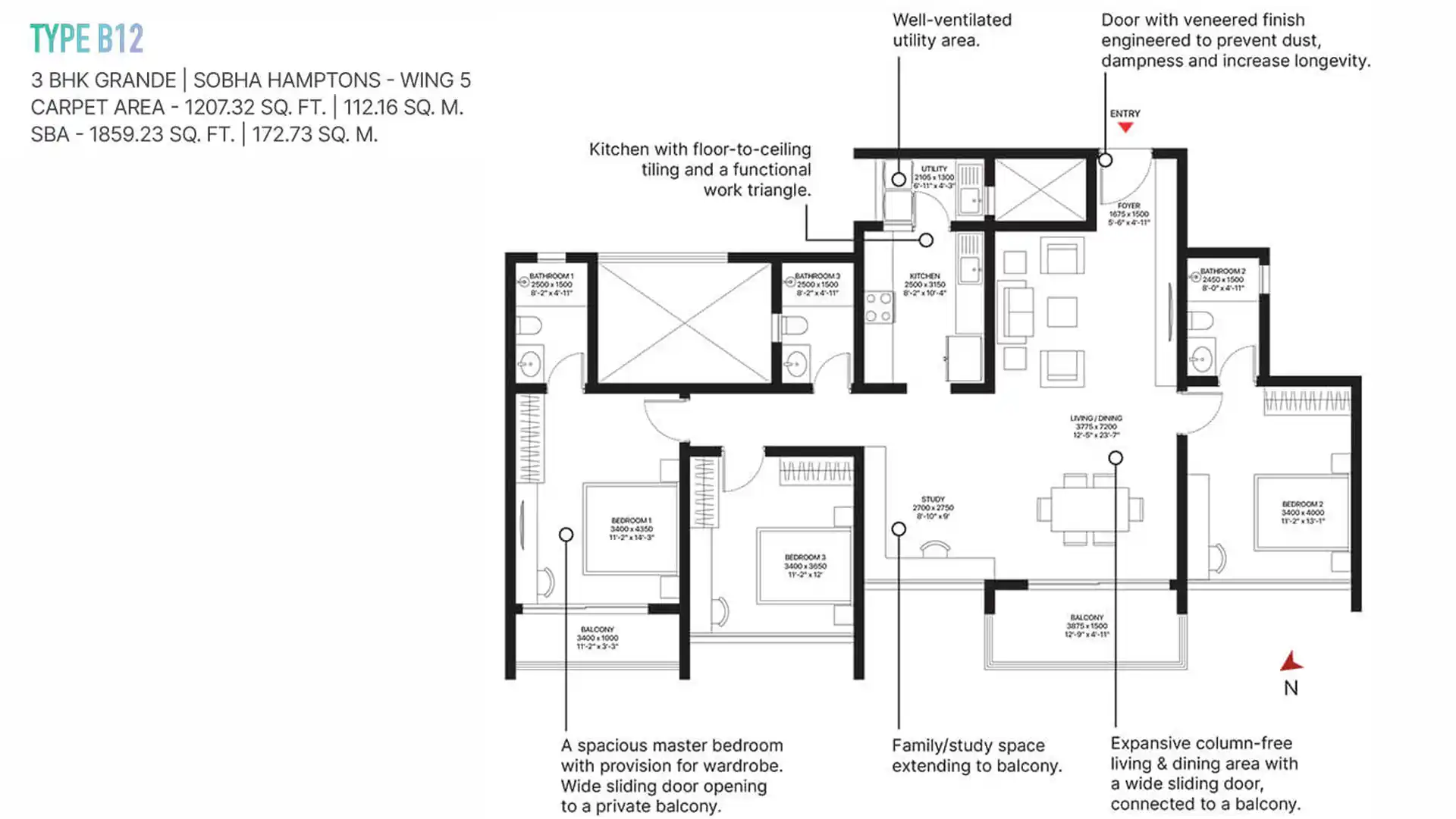 3 BHK Floor Plan