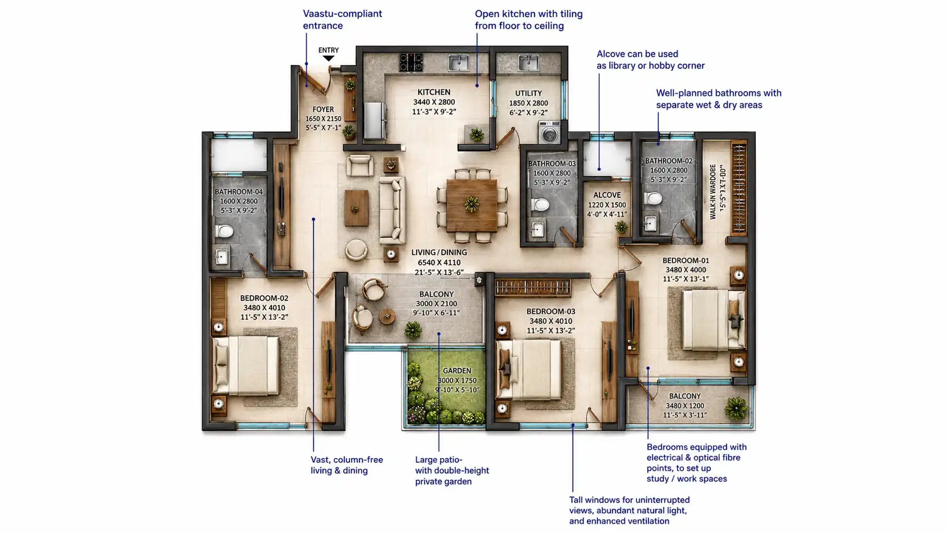 3 BHK Floor Plan