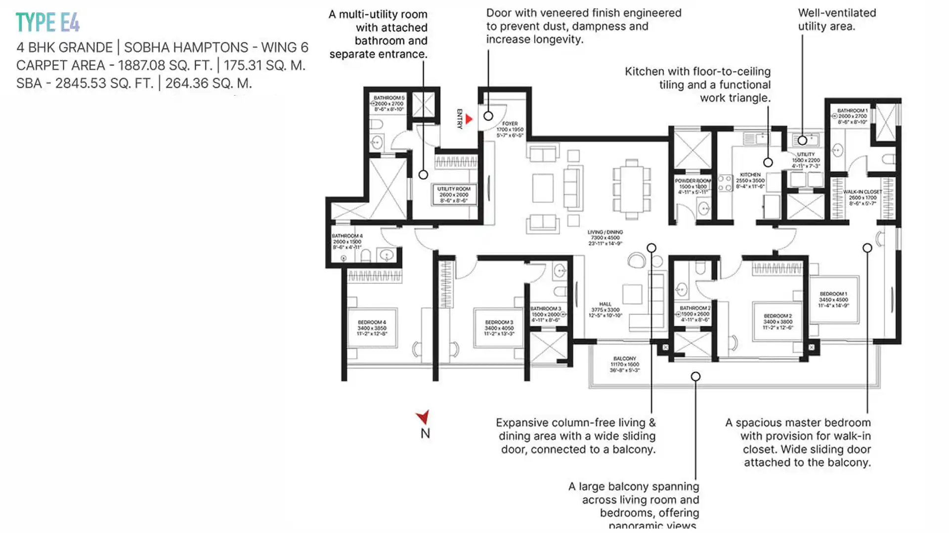 4 BHK Floor Plan